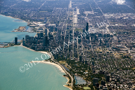 Aerial photo of the Chicago lake shore