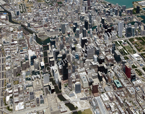 aerial photograph of Chicago's central business district